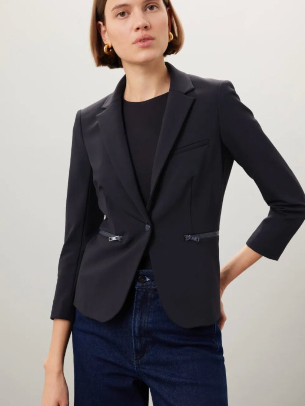 Veronica Beard Scuba Schoolboy Jacket Navy Blue Size 8 Dickey Compatible Blazer